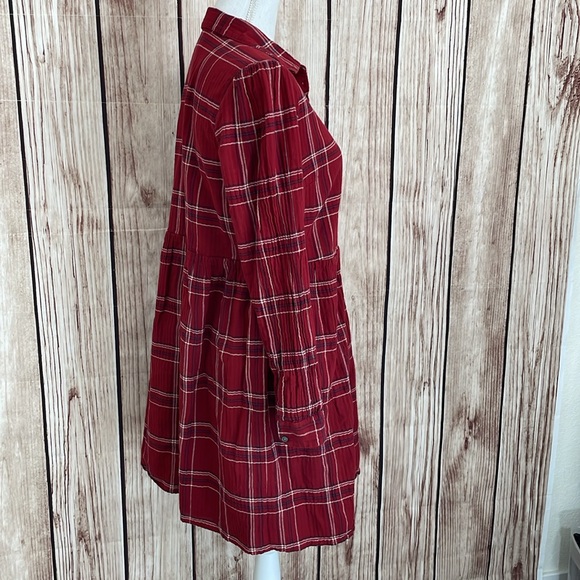Loft Red Plaid Midi Dress Medium - Picture 8 of 11